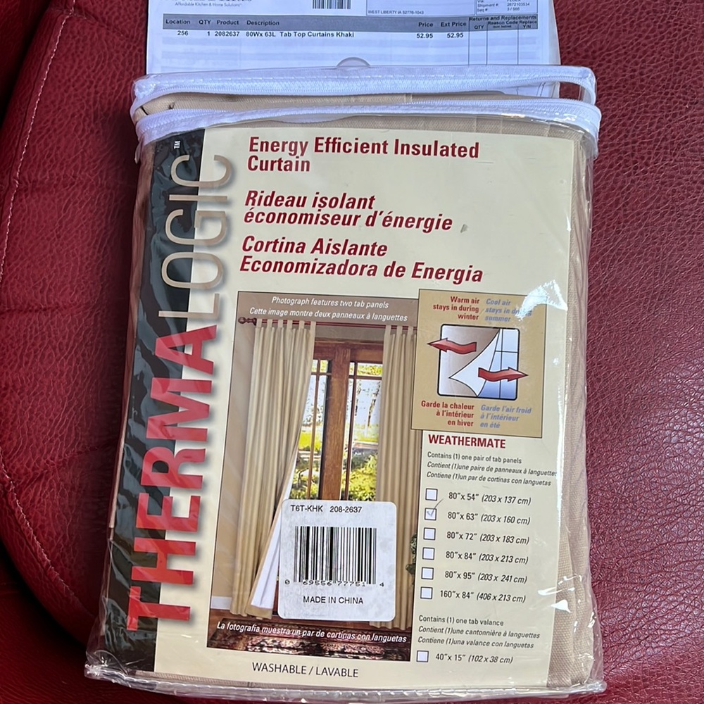 Thermalogic Energy Efficient Insulated Tab Top Curtains Khaki Read descr…